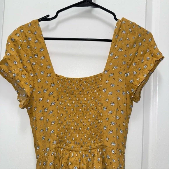 NWOT Abercrombie & Fitch Yellow Floral Mini Dress - Picture 7 of 8